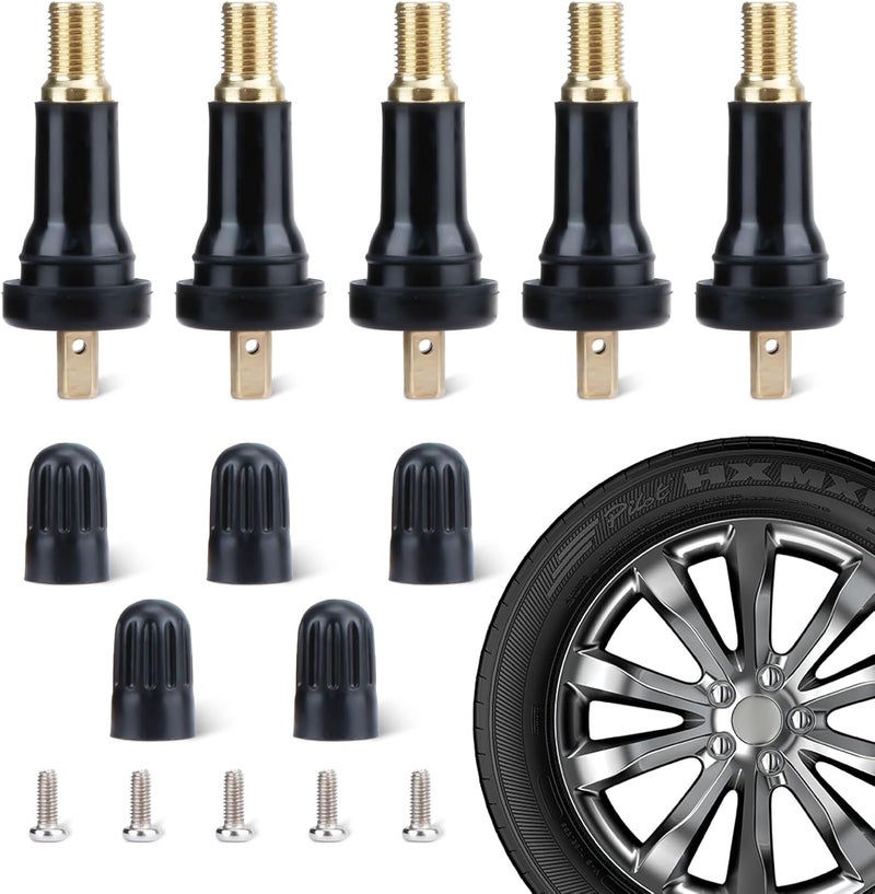 ecocstm 5 PCS TPMS 20008 Tire Valve Stem, Snap-in Rubber Tubeless Tire Pressure Sensor Valve Stem, TPMS Valve Stem Replacement, Compatible with Enclave Escalade Avalanche Sierra - Image 1